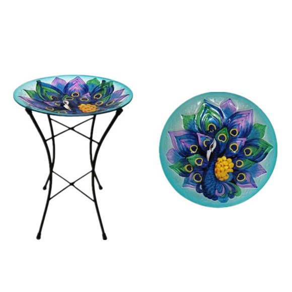 Garden Outdoor Metal Stand Glass Bird bath