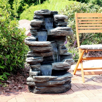 Rock Falls Outdoor Water Fountain with LED Lights
