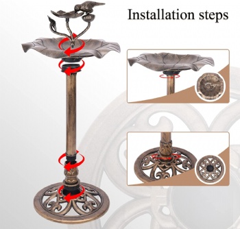 34 Inch Height Polyresin Birdbaths Lightweight Antique Outdoor Garden Bird Bath