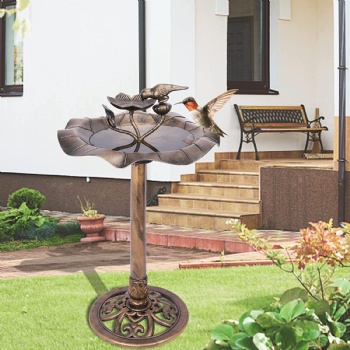 34 Inch Height Polyresin Birdbaths Lightweight Antique Outdoor Garden Bird Bath